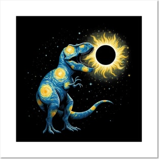Total Solar Eclipse T-rex Dinosaur April 8 2024 Posters and Art